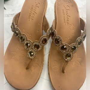 Skechers Beverlee Bizzy Babe Women's Sandals Size 8.5 Golden Brown Sparkly Cute